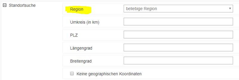 Screenshot der Backends