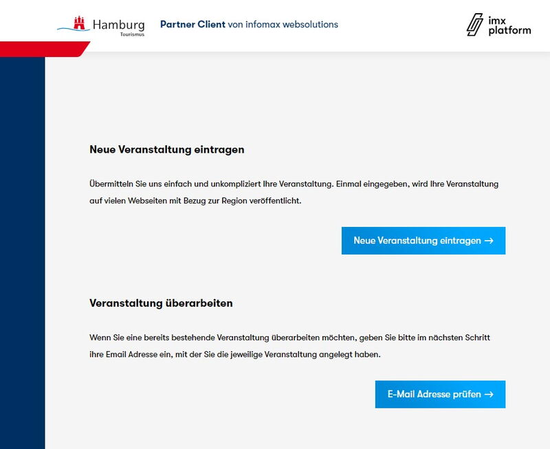 Screenshot der Backends