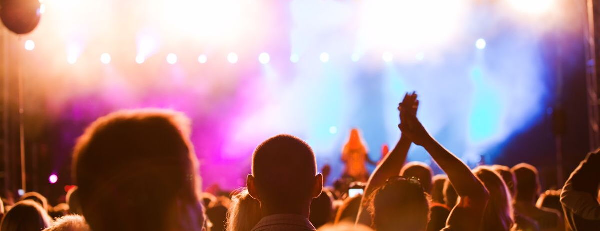 Feiernde Menschen in einem Konzert